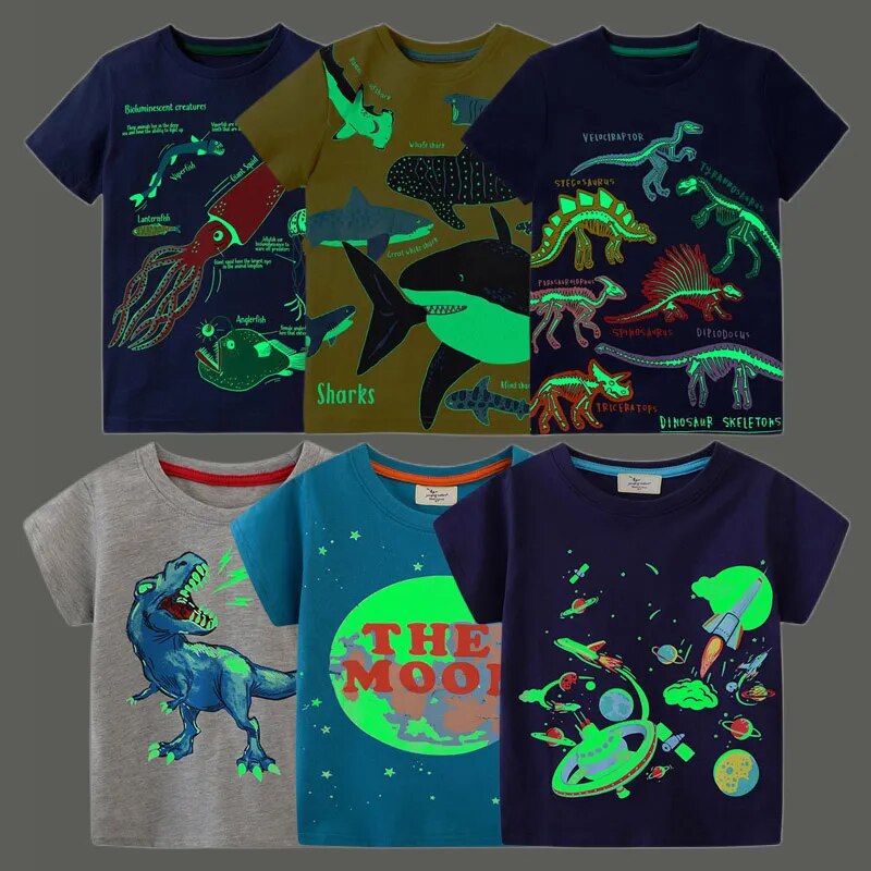 Glow in the Dark Kids Shark & Dinosaur T-shirt
